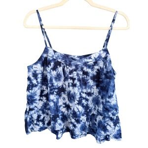 A4 GAP Blue Tie Dye Cami Top Adjustable Straps Sleeveless Peplum‎ Womens Small